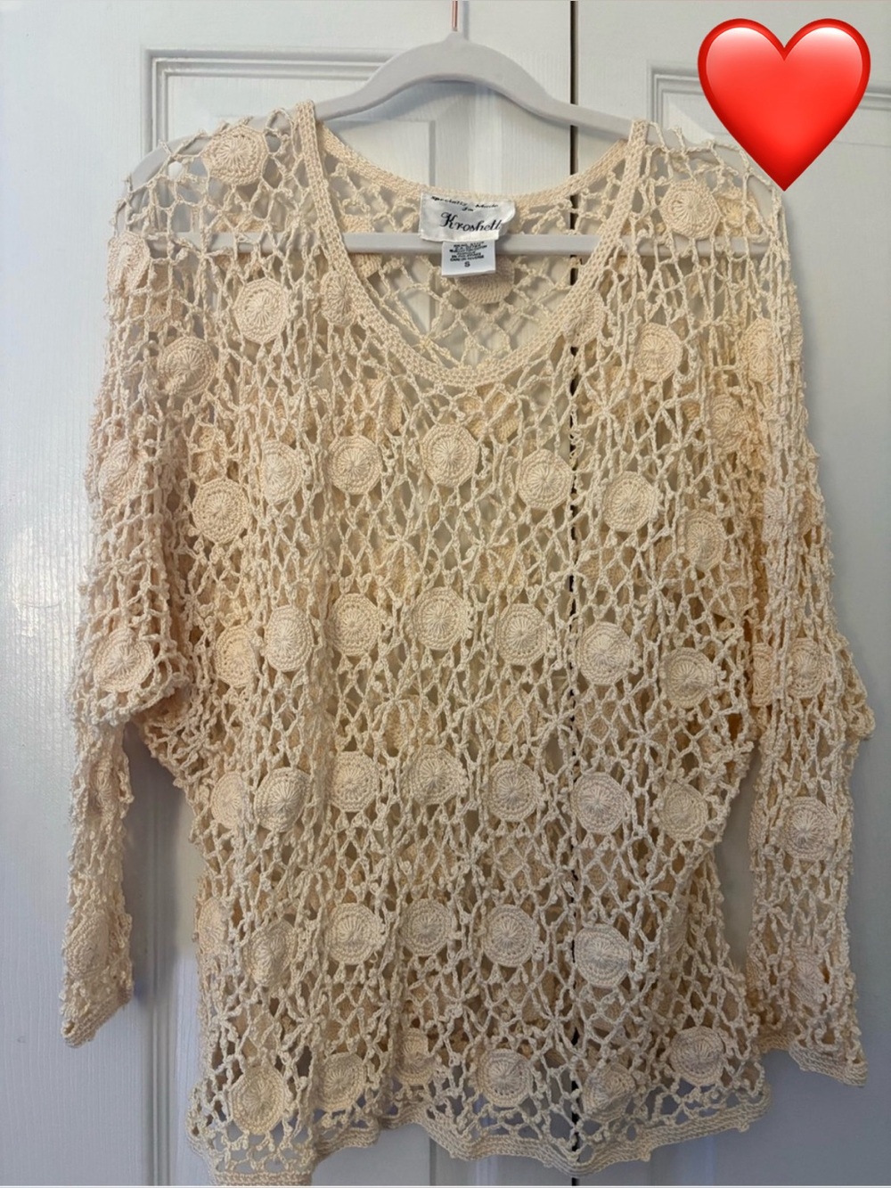 Kroshetta Crochet Open Knit Top - Cream